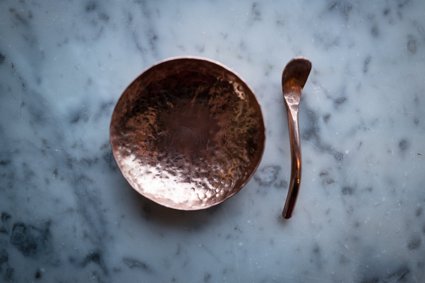 Copper Salt Dish and Spoon